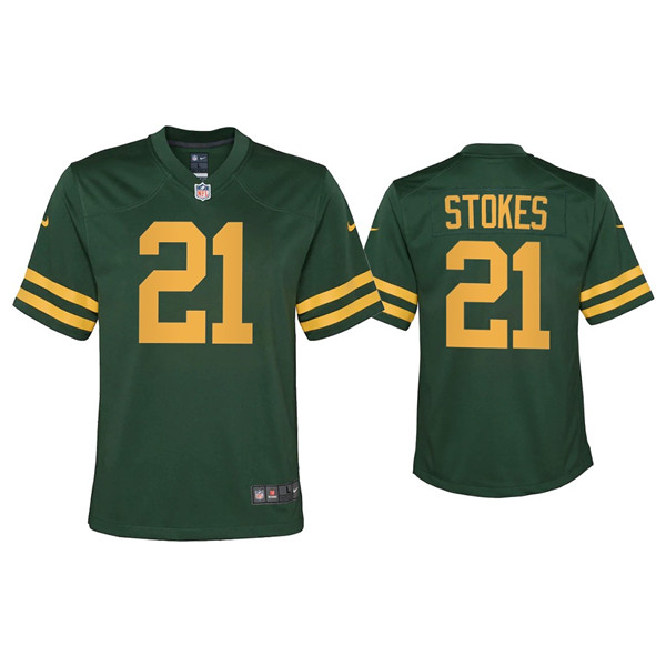 Youth Packers #21 Eric Stokes Alternate Game Green Jersey Youth Packers #21 Eric Stokes Alternate Game Green Jersey