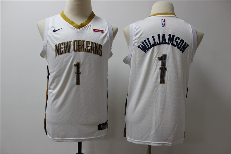 Youth Pelicans 1 Zion Williamson White Youth Nike Swingman Jersey