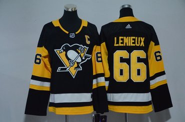 Youth Penguins 66 Mario Lemieux Black Adidas Jersey