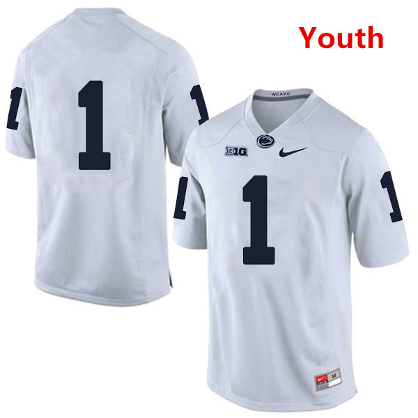 Youth Penn State Nittany Lions #1 KJ Hamler NCAA White Stitched Jersey Without name Youth Penn State Nittany Lions #1 KJ Hamler NCAA White Stitched Jersey Without name