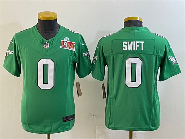 Youth Philadelphia Eagles #0 D'Andre Swift Green 2025 Super Bowl LIX Patch F.U.S.E. Throwback Vapor Untouchable Limited Stitched Football Jersey Youth Philadelphia Eagles #0 D'Andre Swift Green 2025 Super Bowl LIX Patch F.U.S.E. Throwback Vapor Untouchable Limited Stitched Football Jersey