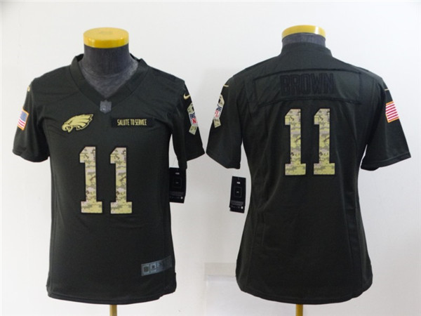 Youth Philadelphia Eagles #11 A. J. Brown Black Salute To Service Stitched Football Jersey Youth Philadelphia Eagles #11 A. J. Brown Black Salute To Service Stitched Football Jersey