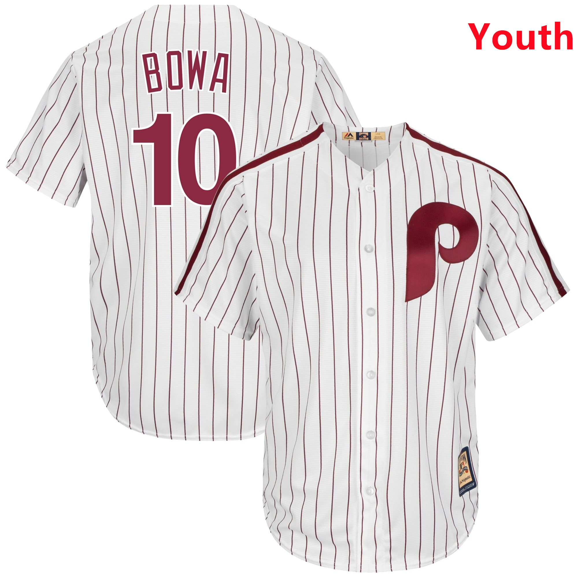 Youth Phillies 10 Larry Bowa White Cooperstown Collection Cool Base Jersey