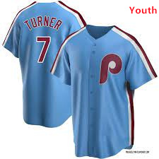 Youth Phillies Trea #7 Turner Blue Coolbase Jersey