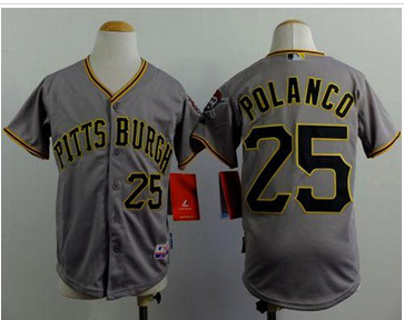 Youth Pirates #25 Gregory Polanco Grey Cool Base Stitched Baseball Jersey Youth Pirates #25 Gregory Polanco Grey Cool Base Stitched Baseball Jersey