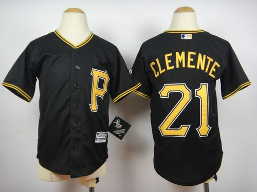 Youth Pittsburgh Pirates #21 Roberto Clemente Black Cool Base Stitched Baseball Jersey Youth Pittsburgh Pirates #21 Roberto Clemente Black Cool Base Stitched Baseball Jersey