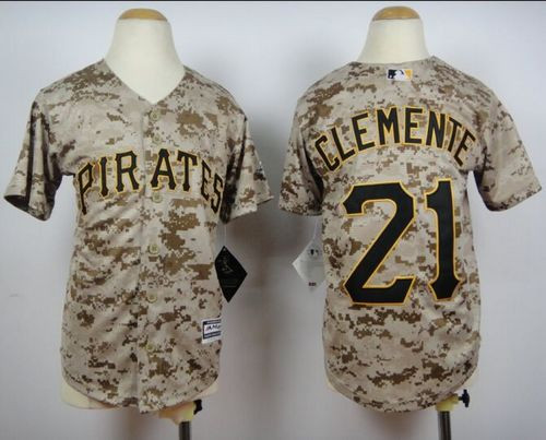 Youth Pittsburgh Pirates #21 Roberto Clemente Camo Cool Base Stitched Baseball Jersey Youth Pittsburgh Pirates #21 Roberto Clemente Camo Cool Base Stitched Baseball Jersey