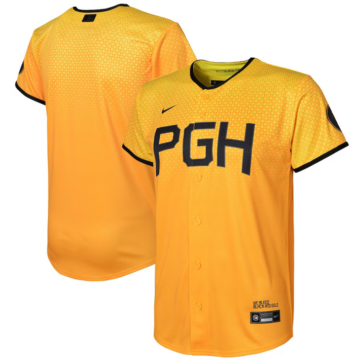 Youth Pittsburgh Pirates Blank Gold 2023 City Connect Stitched Jersey Youth Pittsburgh Pirates Blank Gold 2023 City Connect Stitched Jersey