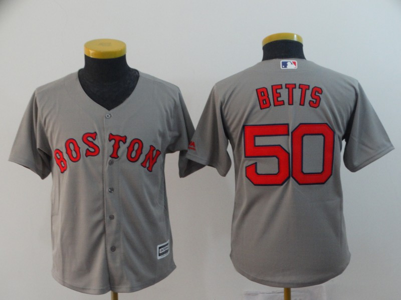 Youth Red Sox 50 Mookie Betts Gray Youth Cool Base Jersey Youth Red Sox 50 Mookie Betts Gray Youth Cool Base Jersey