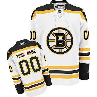 Youth Reebok Boston Bruins Customized Authentic White Away NHL Jersey