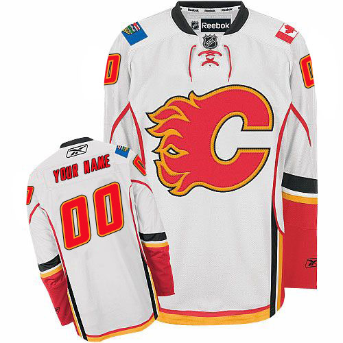 Youth Reebok Calgary Flames Customized Authentic White Away NHL Jersey Youth Reebok Calgary Flames Customized Authentic White Away NHL Jersey