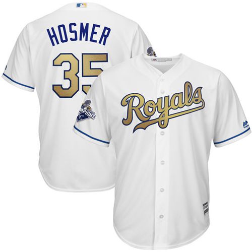 Youth Royals #35 Eric Hosmer White 2015 World Series Champions Gold Program Cool Base Stitched MLB Jersey Youth Royals #35 Eric Hosmer White 2015 World Series Champions Gold Program Cool Base Stitched MLB Jersey