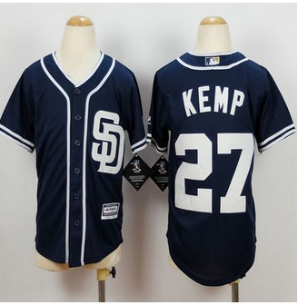 Youth San Diego Padres #27 Matt Kemp Navy Blue Alternate 1 Stitched Baseball Jersey Youth San Diego Padres #27 Matt Kemp Navy Blue Alternate 1 Stitched Baseball Jersey