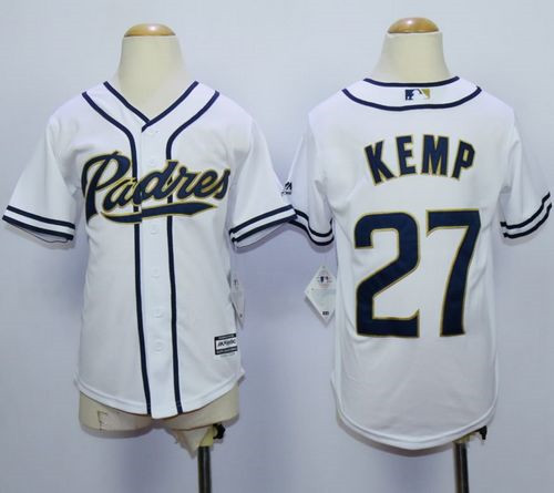Youth San Diego Padres #27 Matt Kemp White Home Cool Base Stitched MLB Jersey Youth San Diego Padres #27 Matt Kemp White Home Cool Base Stitched MLB Jersey