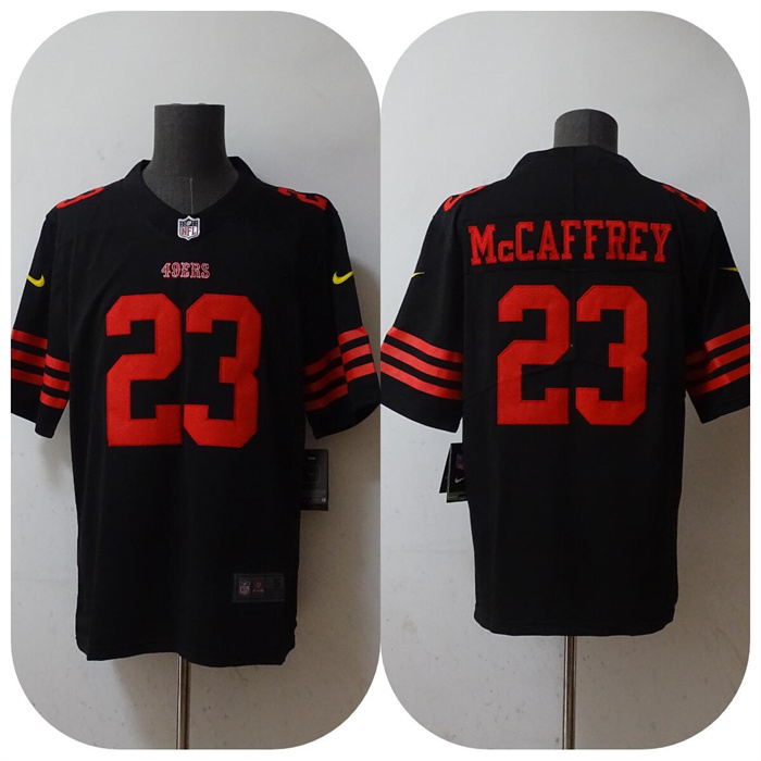 Youth San Francisco 49ers #23 Christian McCaffrey 2022 Black Vapor Untouchable Stitched Jersey Youth San Francisco 49ers #23 Christian McCaffrey 2022 Black Vapor Untouchable Stitched Jersey