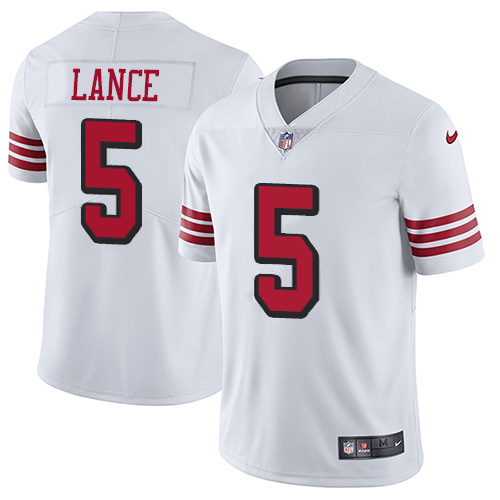 Youth San Francisco 49ers #5 Trey Lance White Youth Stitched NFL Limited Rush Jersey Youth San Francisco 49ers #5 Trey Lance White Youth Stitched NFL Limited Rush Jersey