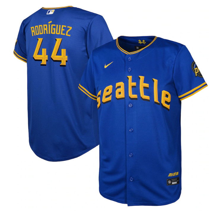 Youth Seattle Mariners #44 Julio Rodriguez Royal 2023 City Connect Stitched Baseball Jersey Youth Seattle Mariners #44 Julio Rodriguez Royal 2023 City Connect Stitched Baseball Jersey