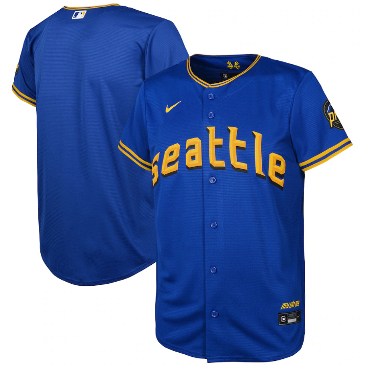 Youth Seattle Mariners Blank Royal 2023 City Connect Stitched Baseball Jersey Youth Seattle Mariners Blank Royal 2023 City Connect Stitched Baseball Jersey