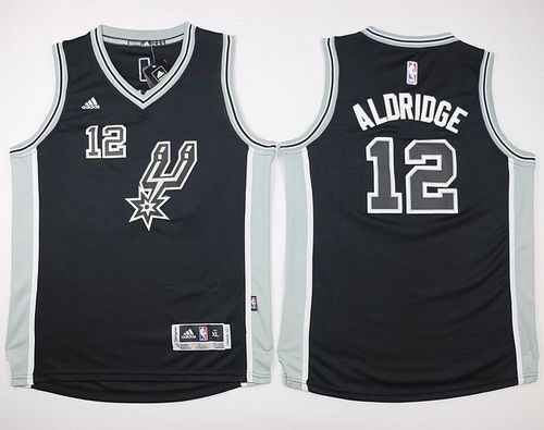 Youth Spurs #12 LaMarcus Aldridge Black New Road Stitched NBA Jersey Youth Spurs #12 LaMarcus Aldridge Black New Road Stitched NBA Jersey