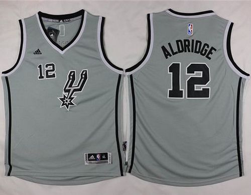 Youth Spurs #12 LaMarcus Aldridge Grey Stitched NBA Jersey Youth Spurs #12 LaMarcus Aldridge Grey Stitched NBA Jersey
