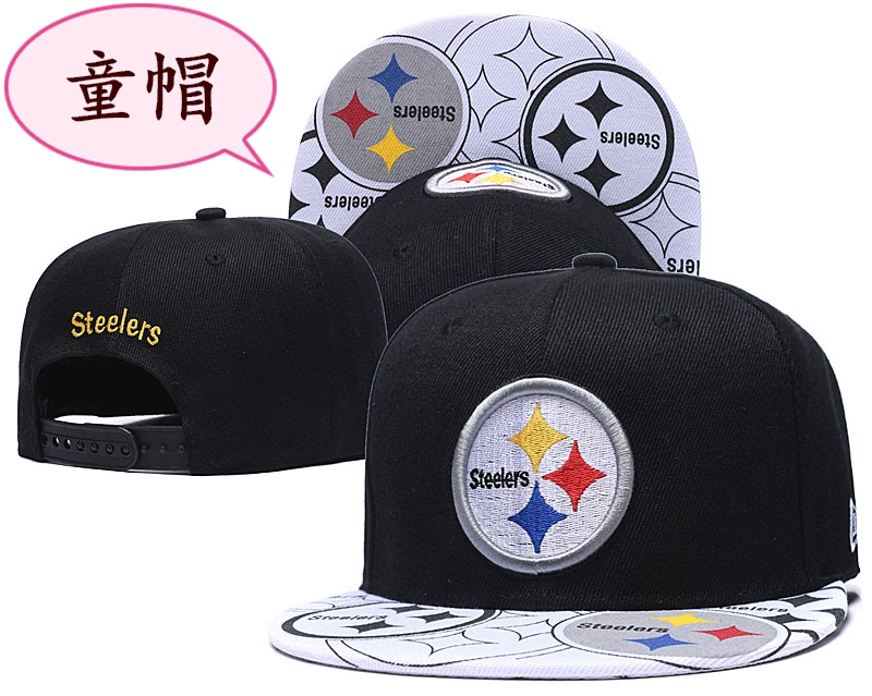 Youth Steelers Team Logo Black Adjustable Hat GS