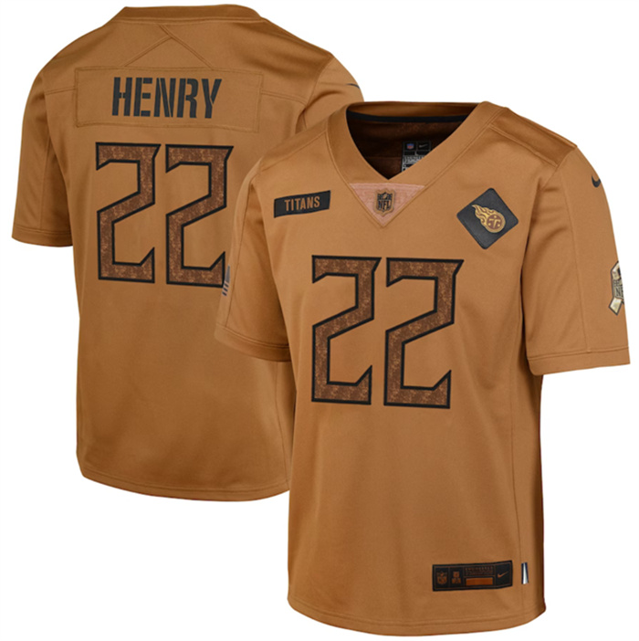 Youth Tennessee Titans #22 Derrick Henry 2023 Brown Salute To Service Limited Stitched Football Jersey Youth Tennessee Titans #22 Derrick Henry 2023 Brown Salute To Service Limited Stitched Football Jersey