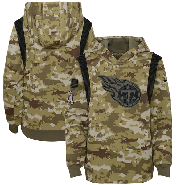 Youth Tennessee Titans 2021 Camo Salute To Service Therma Performance Pullover Hoodie Youth Tennessee Titans 2021 Camo Salute To Service Therma Performance Pullover Hoodie
