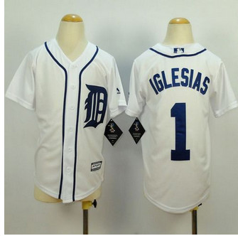 Youth Tigers #1 Jose Iglesias White Cool Base Stitched Baseball Jersey Youth Tigers #1 Jose Iglesias White Cool Base Stitched Baseball Jersey