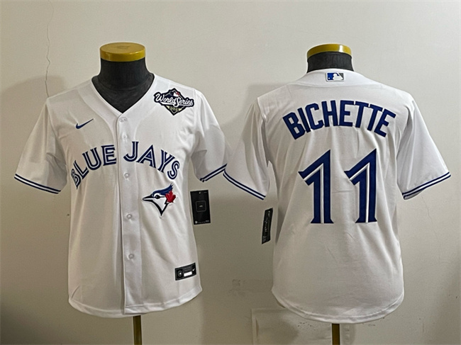 Youth Toronto Blue Jays #11 Bo Bichette White 2025 World Series Cool Base Stitched Baseball Jersey Youth Toronto Blue Jays #11 Bo Bichette White 2025 World Series Cool Base Stitched Baseball Jersey