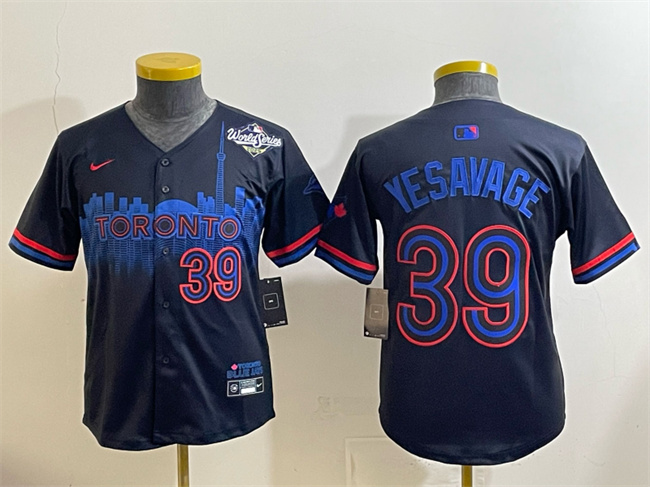 Youth Toronto Blue Jays #39 Trey Yesavage Navy 2025 World Series City Connect Limited Stitched Baseball Jersey Youth Toronto Blue Jays #39 Trey Yesavage Navy 2025 World Series City Connect Limited Stitched Baseball Jersey