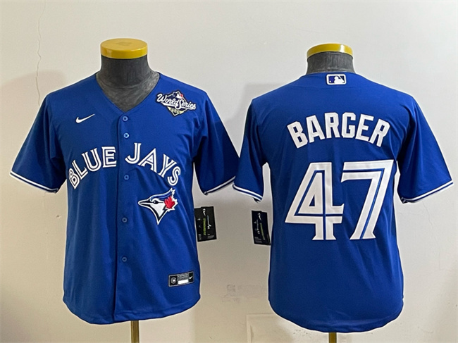 Youth Toronto Blue Jays #47 Addison Barger Royal 2025 World Series Cool Base Stitched Baseball Jersey Youth Toronto Blue Jays #47 Addison Barger Royal 2025 World Series Cool Base Stitched Baseball Jersey