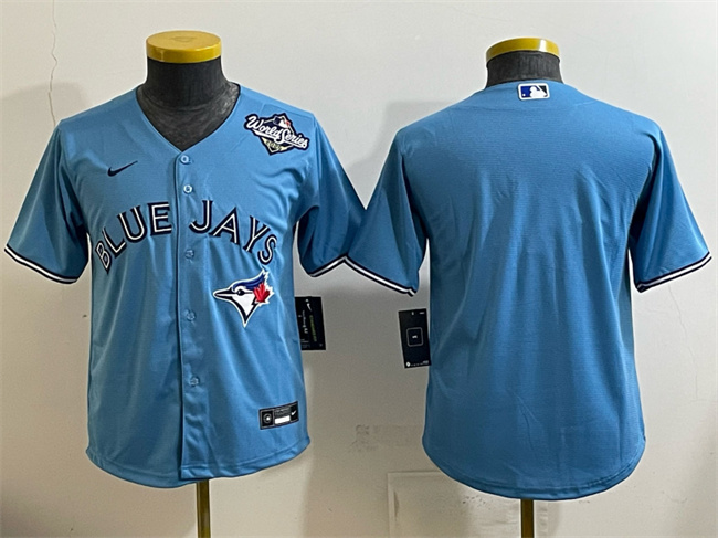 Youth Toronto Blue Jays Blank Blue 2025 World Series Cool Base Stitched Baseball Jersey Youth Toronto Blue Jays Blank Blue 2025 World Series Cool Base Stitched Baseball Jersey