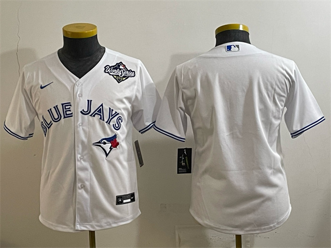 Youth Toronto Blue Jays Blank White 2025 World Series Cool Base Stitched Baseball Jersey Youth Toronto Blue Jays Blank White 2025 World Series Cool Base Stitched Baseball Jersey