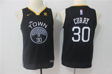 Youth Warriors 30 Stephen Curry Black Youth Nike Swingman Jersey