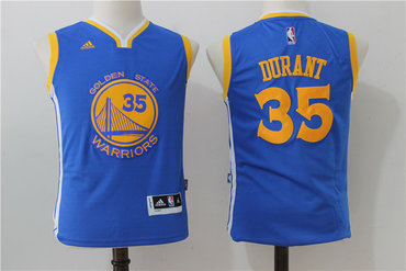 Youth Warriors 35 Kevin Durant Blue Swingman Jersey