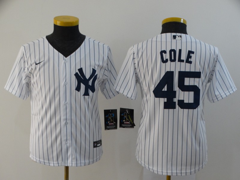 Youth Yankees 45 Gerrit Cole White Youth 2020 Nike Cool Base Jersey Youth Yankees 45 Gerrit Cole White Youth 2020 Nike Cool Base Jersey