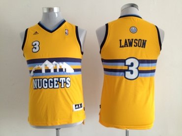 Youth nba denver nuggets #3 lawson yellow(revolution 30 swingman)