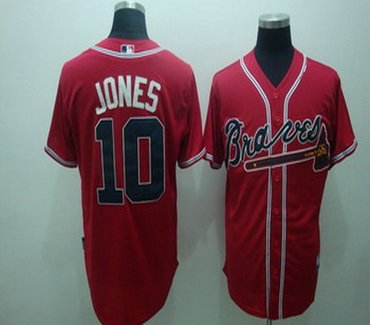 atlanta braves 10 chipper jones red jerseys