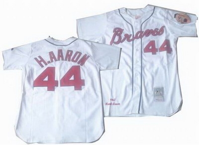 atlanta braves 1963 throwback jersey #44 hank aaron white jerseys