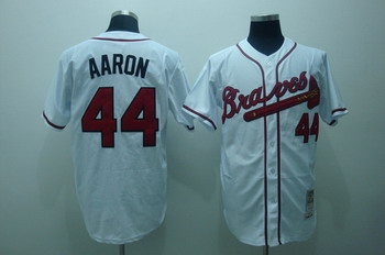 atlanta braves 44 hank aaron white jerseys mitchell and ness