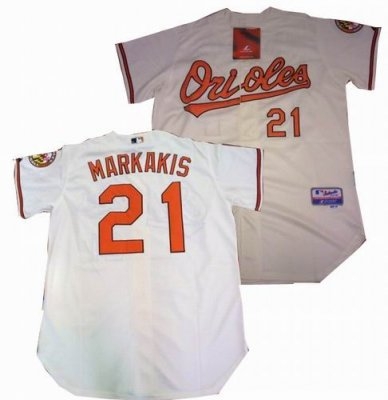 baltimore orioles #21 nick markakis cream cool base jersey