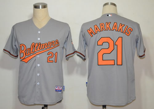 baltimore orioles 21 nick markakis grey cool base jerseys