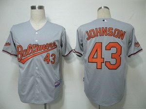 baltimore orioles 43 johnson grey cool base jerseys