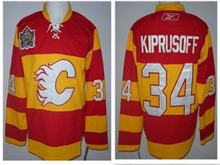 calgary flames #34 kiprusoff red throwback