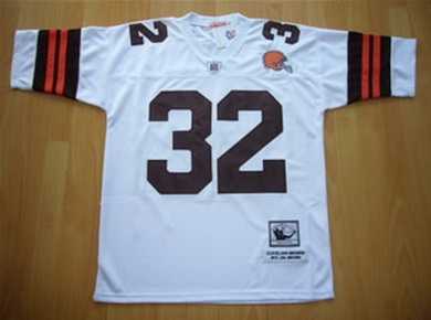 cleveland browns 32 jim brown white throwback jerseys