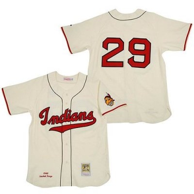 cleveland indians 1948 #29 satchel paige home jersey mitchellandness cream