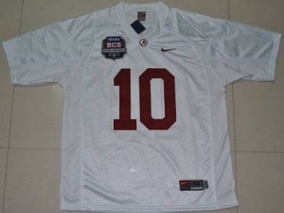 crimson tide #10 aj mccarron white 2012 bcs championship patch embroidered ncaa jersey