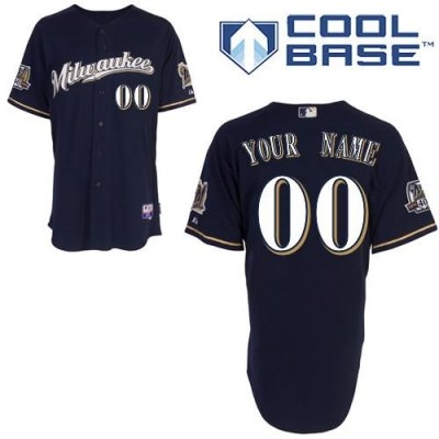 customized milwaukee brewers jersey blue 2010 road cool base baseball jersey customized milwaukee brewers jersey blue 2010 road cool base baseball jersey