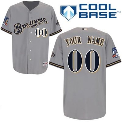 customized milwaukee brewers jersey grey road cool base baseball jersey customized milwaukee brewers jersey grey road cool base baseball jersey