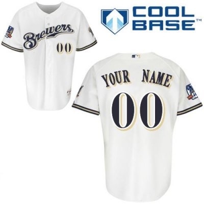 customized milwaukee brewers jersey white home cool base 40th anniversary patch baseball jersey customized milwaukee brewers jersey white home cool base 40th anniversary patch baseball jersey